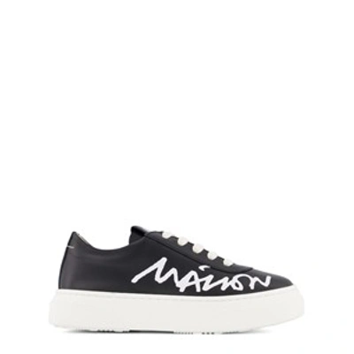 Mm6 Maison Margiela Kids'  Sneakers In Leather In Black