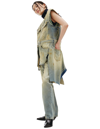 Maison Margiela Asymmetrical Distressed Denim Vest In Blue