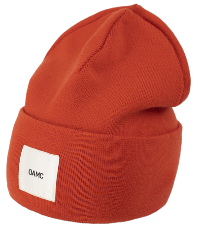 Oamc Wool Beanie With Patch In Orange
