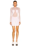 Alaïa Second Skin Biker Short Romper In Blanc