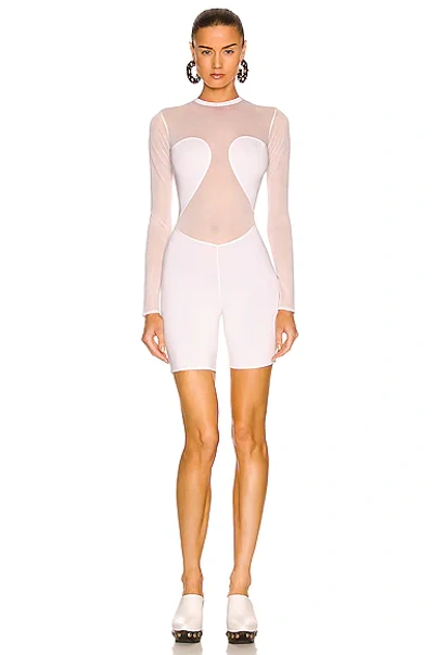 Alaïa Second Skin Biker Short Romper In Blanc