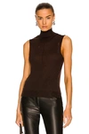 Amiri Distressed Cashmere Turtleneck Tank In Brown