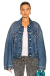 Acne Studios Blue Relaxed Cropped Fit Denim Jacket In Mid Blue
