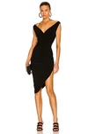 Norma Kamali Tara Draped Asymmetric Jersey Gown In Black