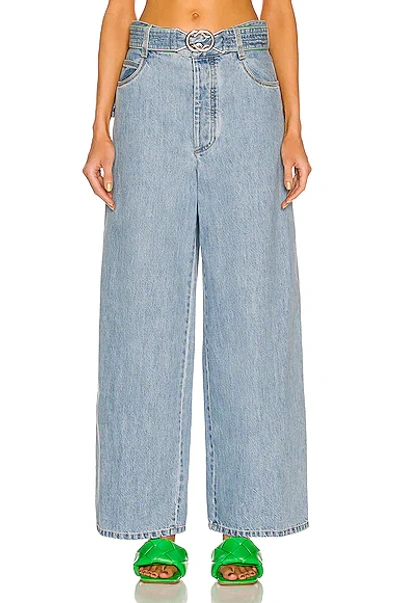 BOTTEGA VENETA LIGHT BLEACHED BELTED TROUSER JEANS