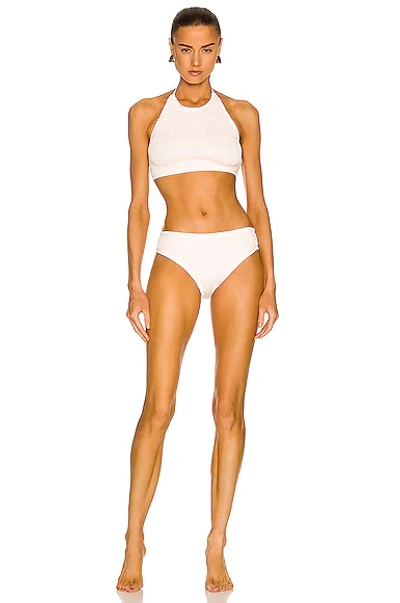 Bottega Veneta Nylon Crinkle Bikini Set In White