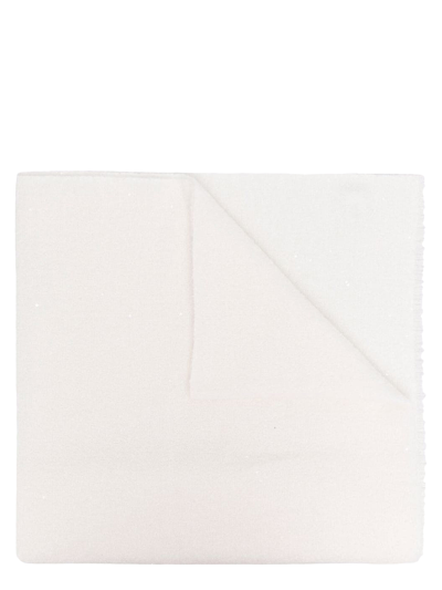 Brunello Cucinelli Cashmere Blend Scarf In White