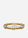 TORY BURCH SERIF-T LEATHER AND METAL BRACELET