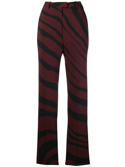 Roberto Cavalli Zebra Print Trousers In Red