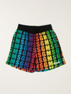 Msgm Teen Rainbow Logo-print Shorts In Multicolor