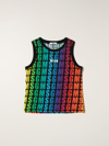 Msgm Tank Top With All-over Multicolor Logo In Black