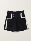 Elie Saab Cotton Gabardine Stretch Shorts In Blue