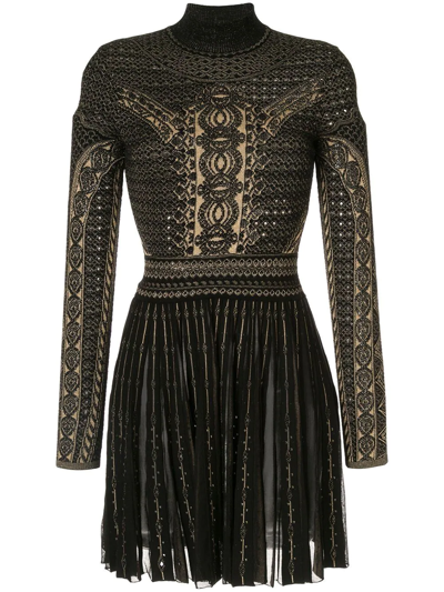 Roberto Cavalli Henna Jacquard Knit Dress In Black