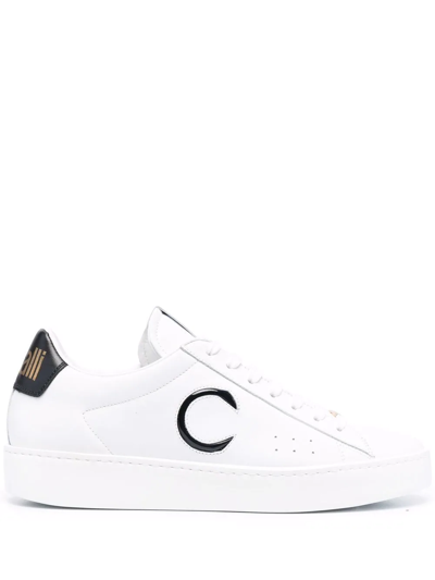 ROBERTO CAVALLI LOGO-PATCH LACE-UP SNEAKERS