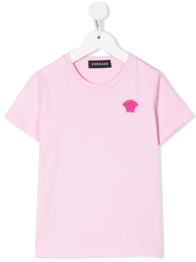 Versace Kids' Medusa-patch T-shirt In Pink