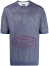 Diesel Logo-print Mesh T-shirt In Blue
