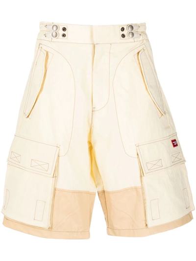 Diesel Panelled Multi-pocket Cargo Shorts In Neutrals