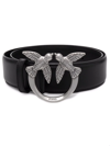 Pinko Bird Buckle Leather Belt In Black