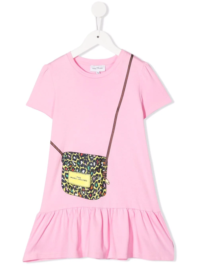 The Marc Jacobs Kids' Bag-print Ruffle Dress In Pink