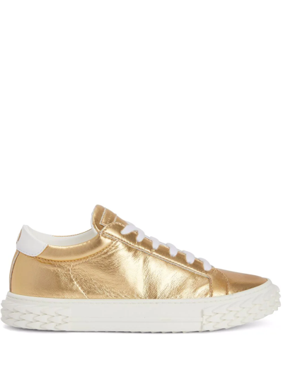 Giuseppe Zanotti Ecoblabber Leather Trainers In Gold