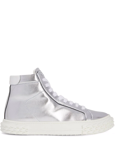Giuseppe Zanotti Ecoblabber Metallic High-top Trainers In Silver