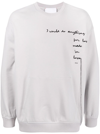 Ports V Slogan-print Crew Neck Sweatshirt In Grey