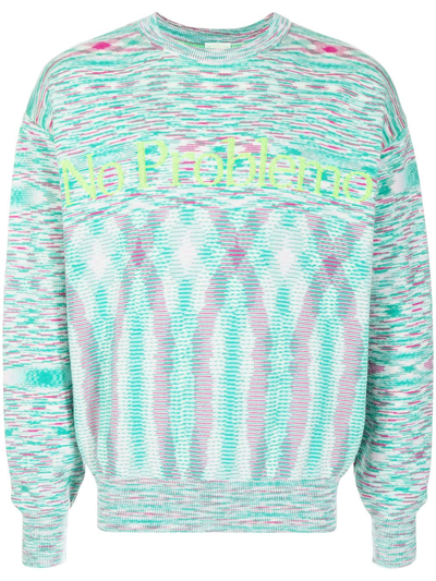 Aries Slogan-print Crew Neck Sweatshirt In Green