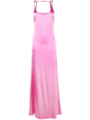 Jacquemus Mentalo Open-back Satin Maxi Dress In Pink