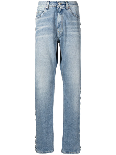 Martine Rose Laced-detail Straight-leg Jeans In Blue