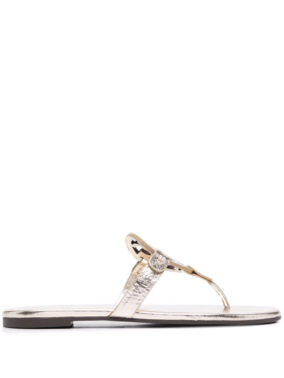 Tory Burch Ciabatte Miller Metallic-effect Sandals In Gold