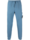 Stone Island Logo-patch Cotton-fleece Track Pants In Mid Blue