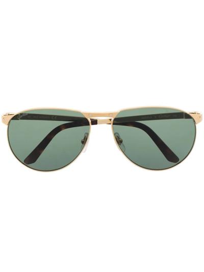 Cartier Santo De  Aviator Sunglasses In Gold