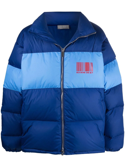 Vtmnts Two-tone Oversize Puffer Jacket In Blue