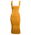 Galvan Atalanta Pleated Stretch-knit Midi Dress In Rouge
