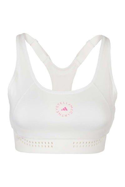 Adidas By Stella Mccartney White Recycled Polyester Sport Bra In White/ash Pearl