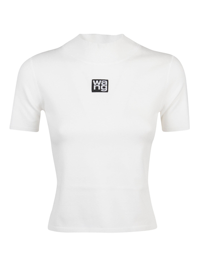 Alexander Wang Logo Patch Stretch Jersey T-shirt In White