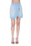 BALMAIN BALMAIN ASYMMETRICAL BUTTONED DENIM MINI SKIRT