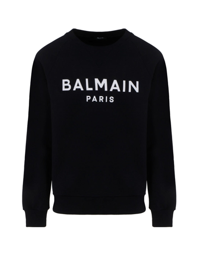 BALMAIN BALMAIN LOGO PRINTED JERSEY FLEECE SWEATSHIRT