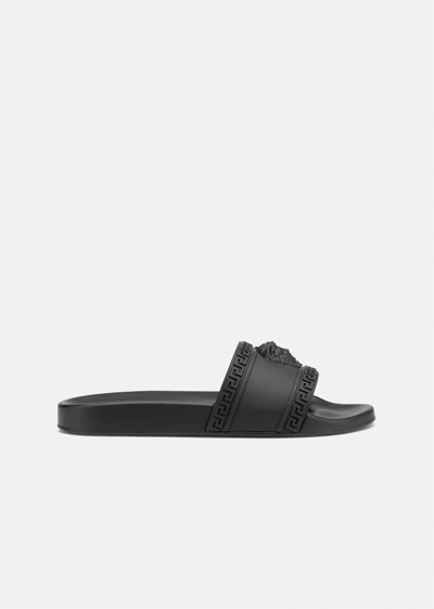 Versace Palazzo Rubber Slides In Black