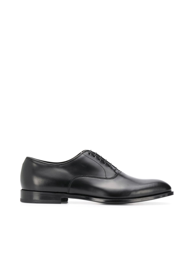 Doucal's Black Leather Polished York Shoes