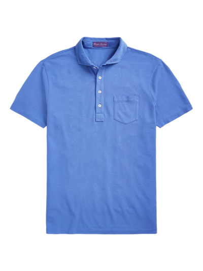 Ralph Lauren Purple Label Men's Custom Slim-fit Washed Piqué Polo Shirt In Blue