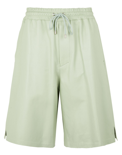 8 By Yoox Leather Drawstring Oversize Short Man Shorts & Bermuda Shorts Light Green Size L Lambskin