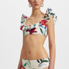 La Doublej Ruffle Bikini Top In White Lily