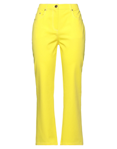 Boutique Moschino Woman Pants Yellow Size 6 Cotton, Elastane
