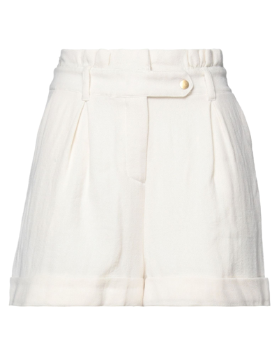 Ella Luna Woman Shorts & Bermuda Shorts Ivory Size S Polyester, Viscose, Wool, Cotton, Linen In White