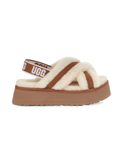 Ugg Disco Cross Slide Slippers Brown 1121550 Che In Brown/white