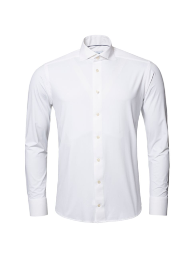 Eton Mens White Herringbone Slim-fit Cotton Shirt 17.5