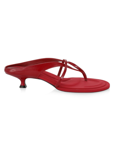 Khaite Monroe Patent Leather Sandals In Fire Red