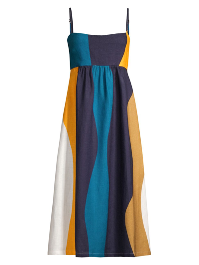 Cala De La Cruz Denise Printed Bow Midi-dress In Duna Multi