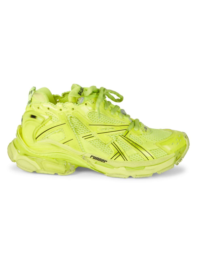 Balenciaga Phantom Polyester Lace-up Sneakers In Limeblack